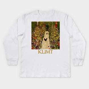 Garden Path with Chickens by Gustav Klimt Kids Long Sleeve T-Shirt